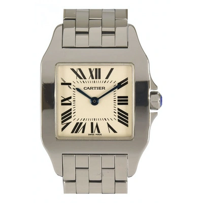 Pre-owned Cartier Santos Demoiselle White Steel Watch