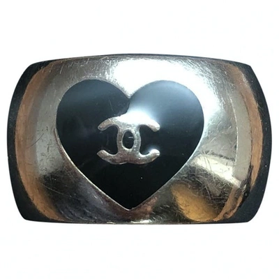 Pre-owned Chanel Cc Silver Metal Ring