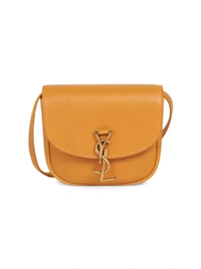 Saint Laurent Kaia Leather Saddle Bag In Canary Yellow