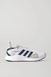 ADIDAS ORIGINALS + HUMAN MADE TOKIO SOLAR LEATHER-TRIMMED SUEDE AND MESH SNEAKERS