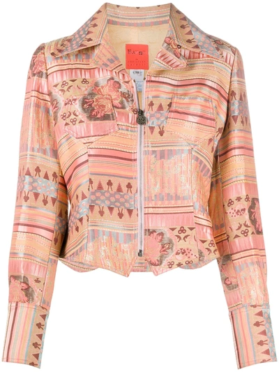 Pre-owned Christian Lacroix 2000s Patterned Jacquard Cropped Jacket In Orange