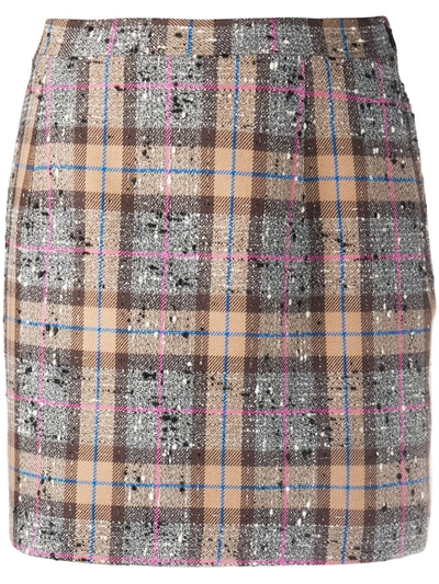 Alessandra Rich Rock Mit Karomuster In Brown