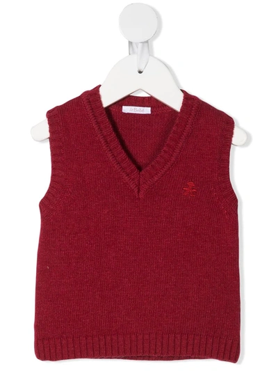 Le Bebé Enfant Babies' Logo-embroidered Sweater Vest In 红色