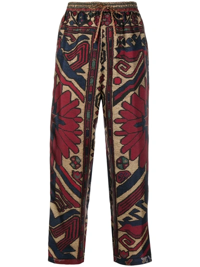 Pierre-louis Mascia Embroidery Pattern Cropped Trousers In Red