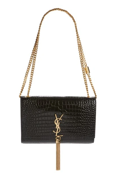 Saint Laurent Medium Kate Leather Shoulder Bag In 1000 Nero