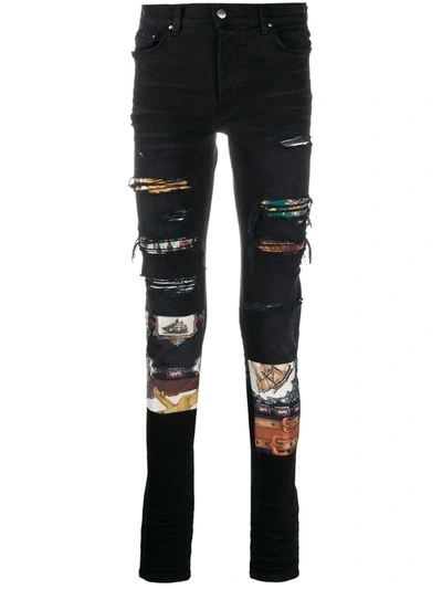 Amiri Patch Detail Skinny-fit Jeans In Antique Blk