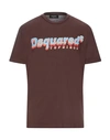Dsquared2 T-shirts In Dark Brown