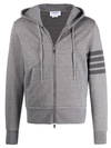 Thom Browne Tonal 4 Bar Cotton Sweatshirt Hoodie In Grey