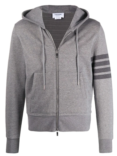 Thom Browne Tonal 4 Bar Cotton Sweatshirt Hoodie In Grey