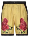 Dolce & Gabbana Man Shorts & Bermuda Shorts Marigold Size 38 Silk In Yellow