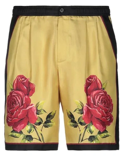 Dolce & Gabbana Man Shorts & Bermuda Shorts Marigold Size 38 Silk In Yellow