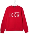 Dsquared2 Icon-print Long-sleeved Sweatshirt In Red