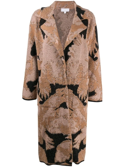 Lala Berlin Abstract Knit Cardigan Coat In Neutrals