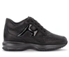 HOGAN INTERACTIVE SNEAKER IN LAMINATED LEATHER AND BLACK PAINTED LEATHER,HXW00N0S360N58B999