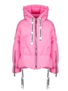 Khrisjoy Logo Drawstring Puffer Jacket In Pink & Purple