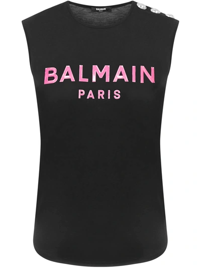Balmain Paris Tank Top In Black
