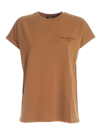 Balmain Short Sleeve T-shirt In Camel