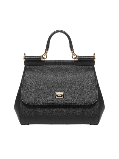 Dolce & Gabbana Sicily Medium Leather Bag In Nero