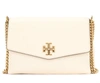 TORY BURCH TORY BUCH KIRA SMALL CONVERTIBLE SHOULDER BAG IN CREAM-COLORED TEXTURED LEATHER,11540317