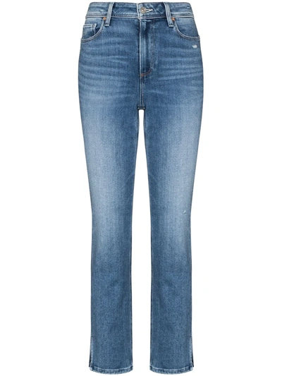 Paige Cindy Straight-leg Ankle Jeans In Mel With Destroyed Hems In Blue