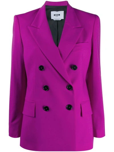 Msgm Double-breasted Blazer In Pink