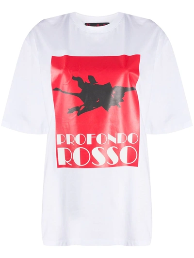 Msgm Profondo Rossa Print T-shirt In White