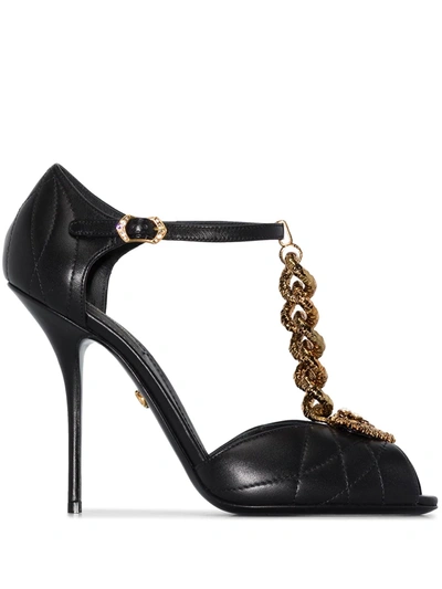 Dolce & Gabbana Devotion Chain-detail 105mm Sandals In Black