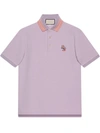 Gucci Cotton Piquet Polo With Cat Patch In Purple