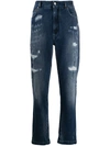 DOLCE & GABBANA DISTRESSED TAPERED JEANS