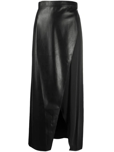 Aeron Faux Leather And Satin Maxi Skirt In Black