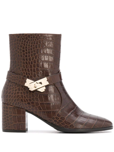 Steffen Schraut Embossed Twist-lock Ankle Boots In Brown