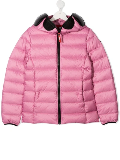Ai Riders On The Storm Young Kids' Pom Pom Hood Padded Coat In Pink