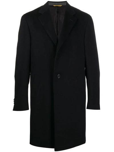 Canali Single-breasted Cashmere Coat In Blue