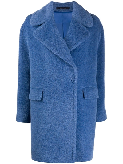 Tagliatore Faux Fur Long-sleeved Jacket In Blue