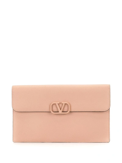 Valentino Garavani Vlogo Envelope Clutch Bag In Pink