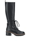 CHLOÉ FRANNE LACE-UP HIGH BOOTS