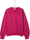 Alberta Ferretti Embellished Monogram Sweatshirt In Pink