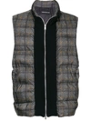 Undercover Checked Padded Vest In Grey