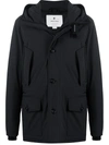 Woolrich Off-centre Buttoned Coat In Black