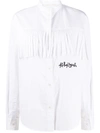 PALM ANGELS LOGO EMBROIDERED FRINGED SHIRT