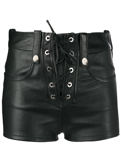 Manokhi Lace-up Leather Shorts In Black