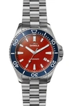 Shinola Men's The Harbor Monster Automatic 43mm Watch In Silver/ Cardinal Red/ Blue