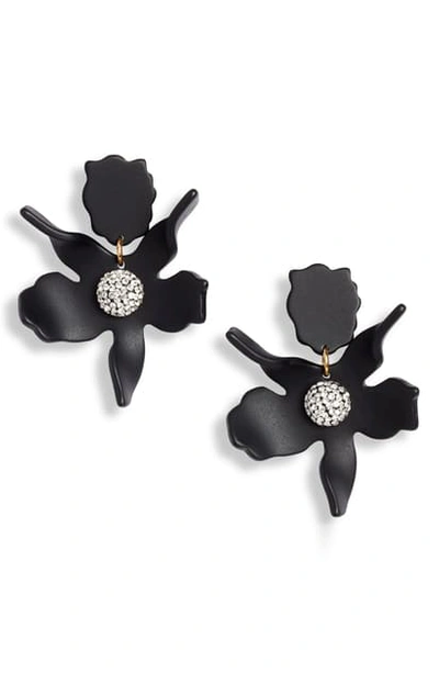 Lele Sadoughi Small Crystal Lily Earrings In Honey Tortoise
