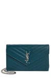 SAINT LAURENT MONOGRAMME QUILTED LEATHER WALLET ON A CHAIN,377828BOW02