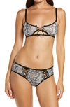 Hauty Snake Print Bralette And Underwear 2pc Lingerie Set, Online Only In Gray