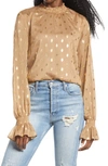 ENDLESS ROSE METALLIC POLKA DOT CHIFFON TOP,CH1198T