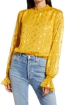 ENDLESS ROSE METALLIC POLKA DOT CHIFFON TOP,CH1198T