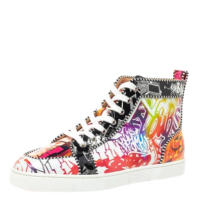 Pre-owned Christian Louboutin Multicolor Graffiti Sequin And Leather Rantus Orlato High Top Sneakers Size 43