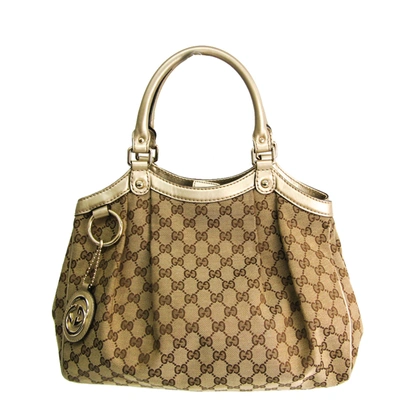 Pre-owned Gucci Beige/brown Gg Canvas Sukey Tote Bag