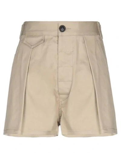 Dsquared2 High Waist Cotton Poplin Shorts In Beige